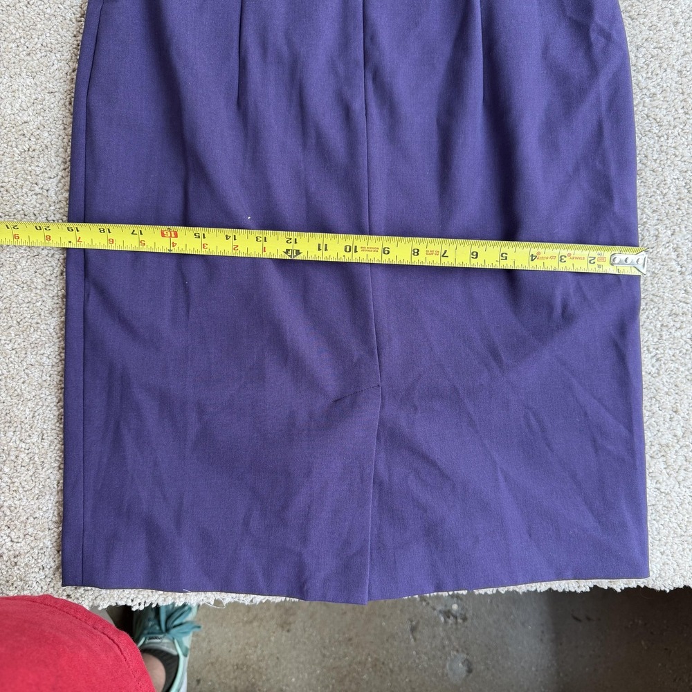 Calvin Klein Dress Womens 10 Purple Cap Sleeve Sheath Knee Length Belted Office - Picture 7 of 8